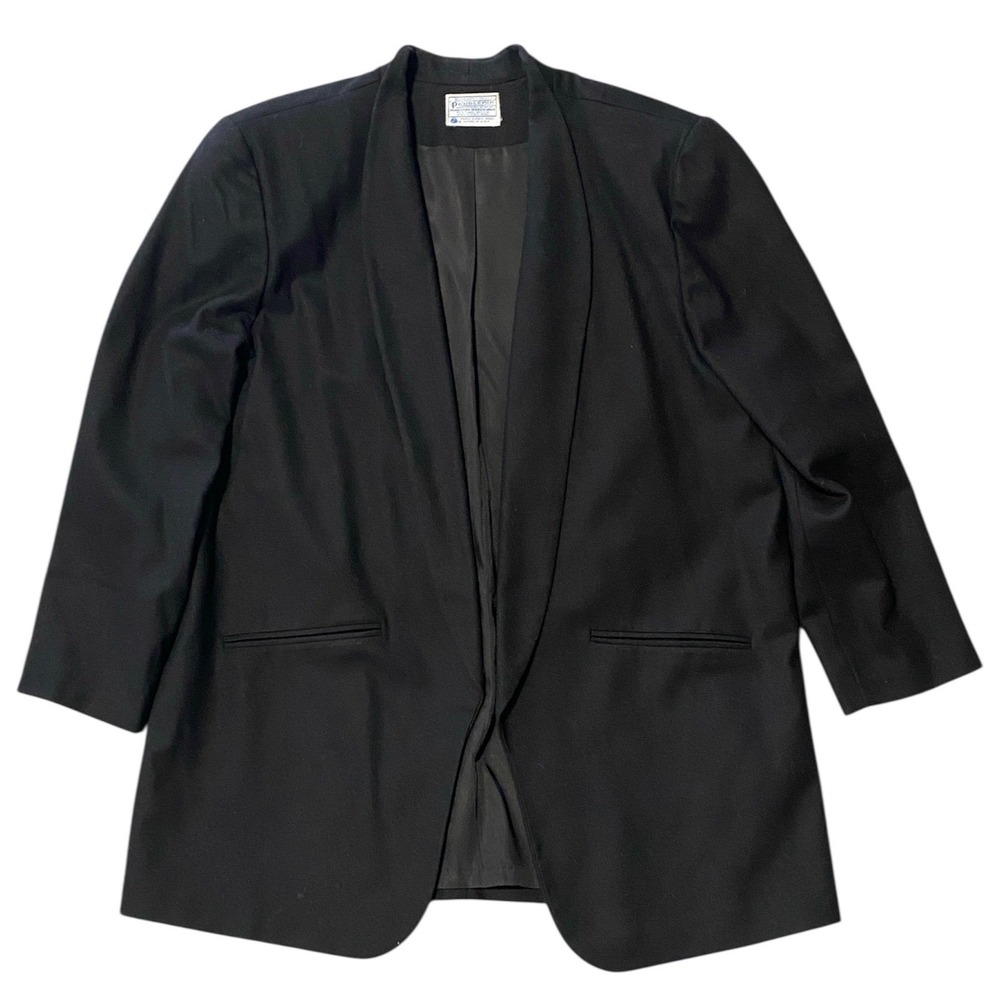 Pendleton Black Wool Blazer Jacket Shawl‎ Collar Size 18W